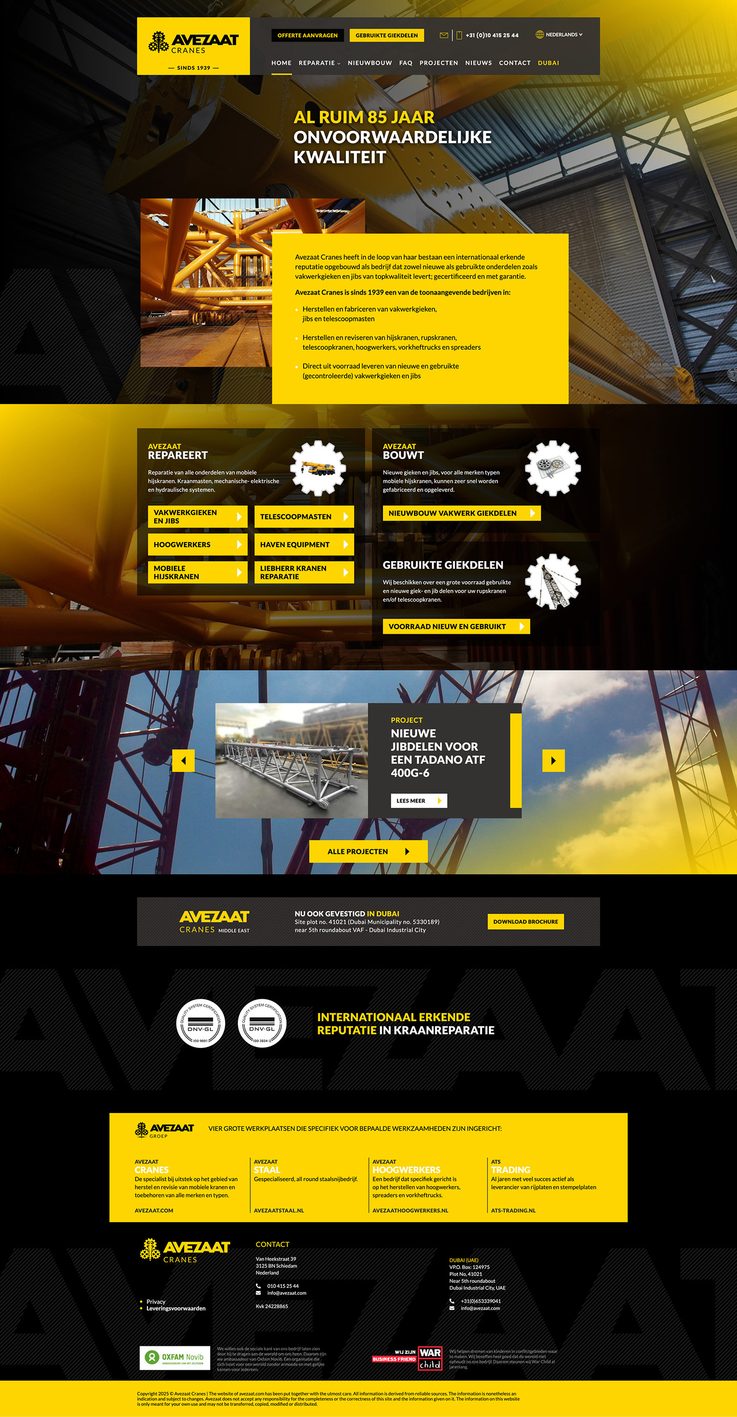 Avezaat Cranes website
