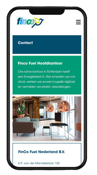 Ontwerp en realisatie responsive website FinCo Fuel navigatie