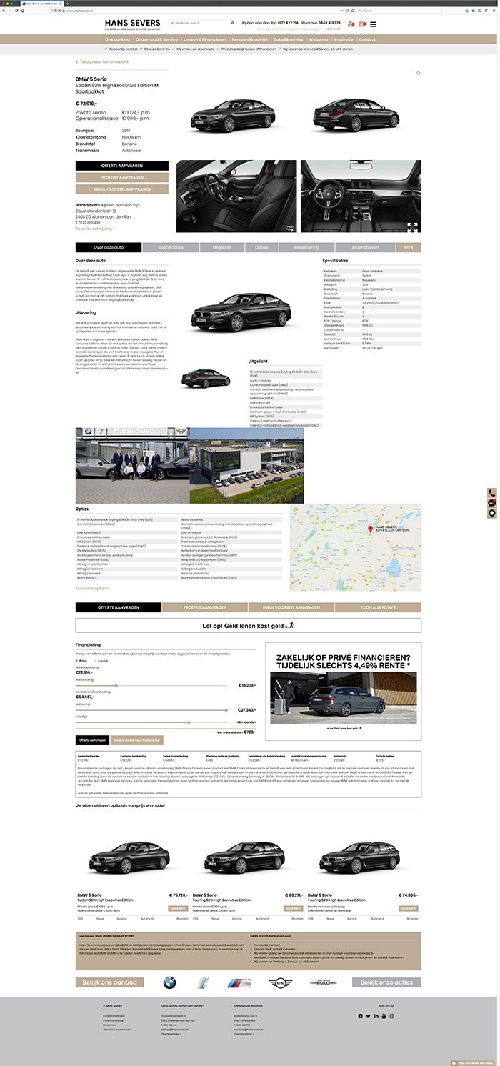 Detailpagina auto website volledig
