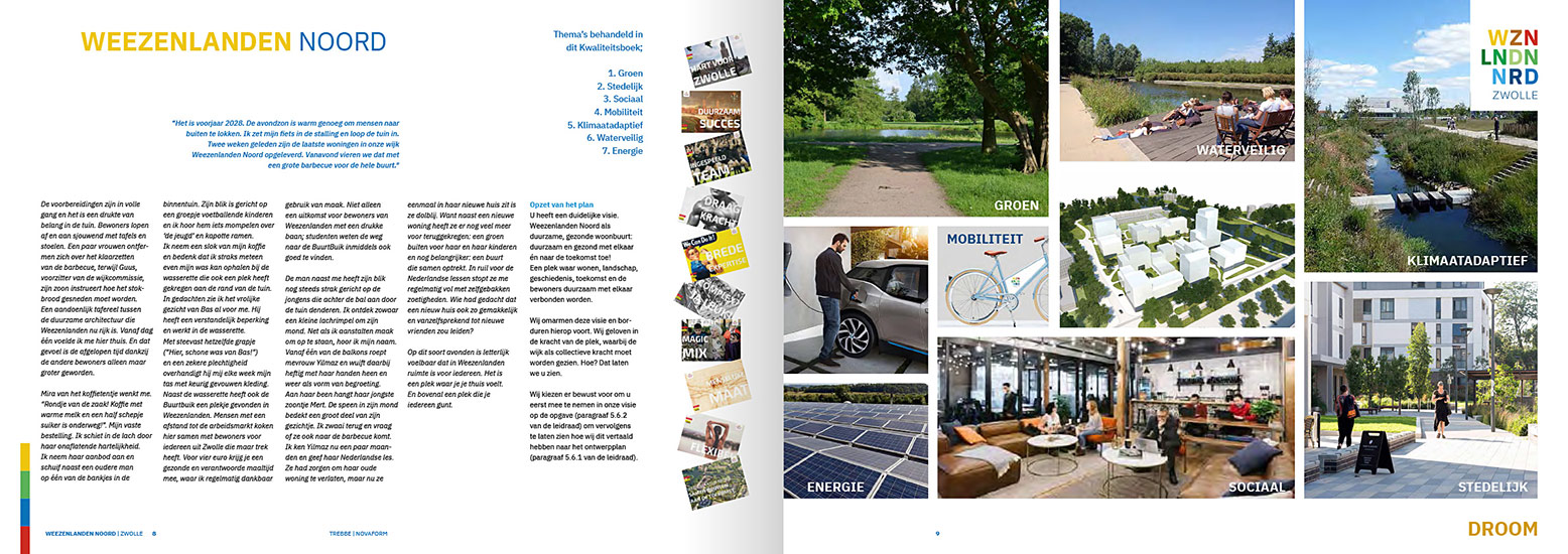 Ontwerp binnenkant kwaliteitsboek Weezenlanden Noord door Creatief Bureau Esens Design