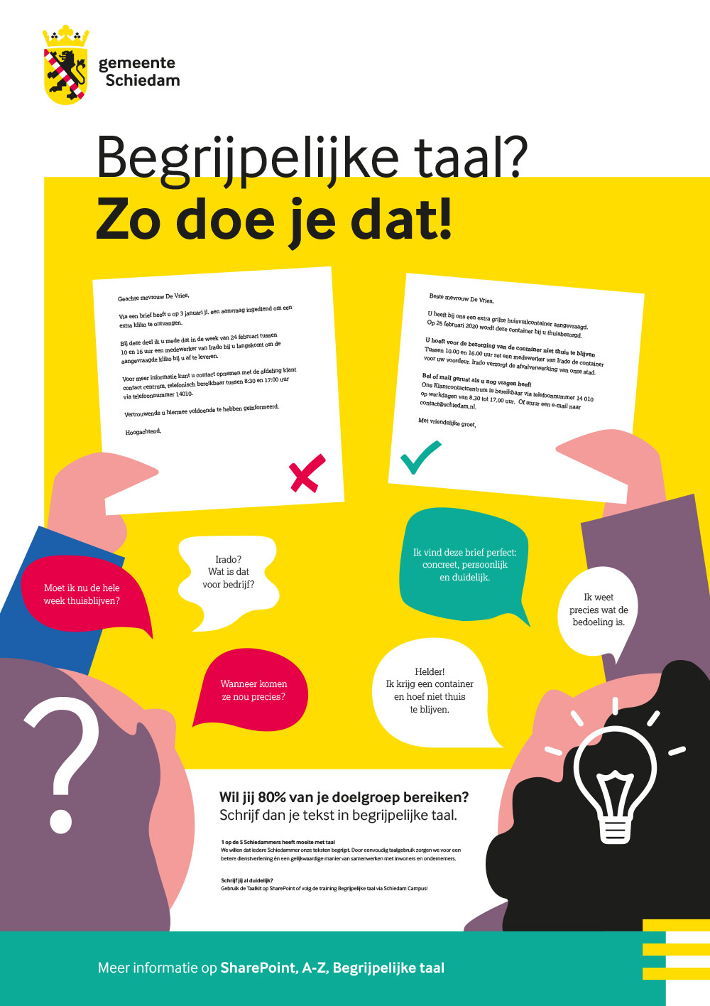 Poster over begrijpelijke taal actie met illustraties