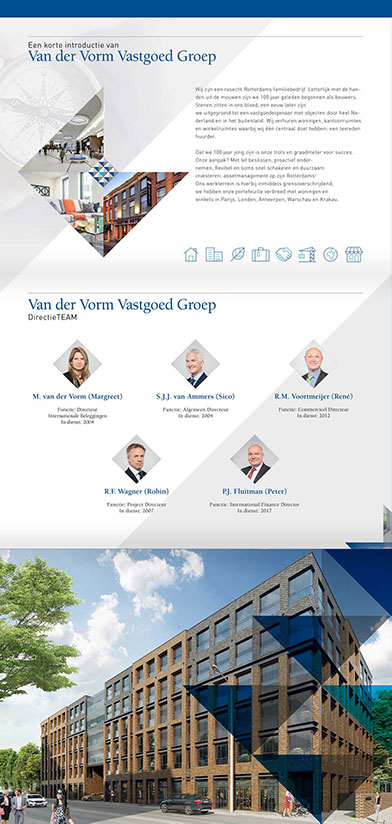 Ontwerp bedrijfsbrochure Van der Vorm Vastgoed Groep directieteam 24