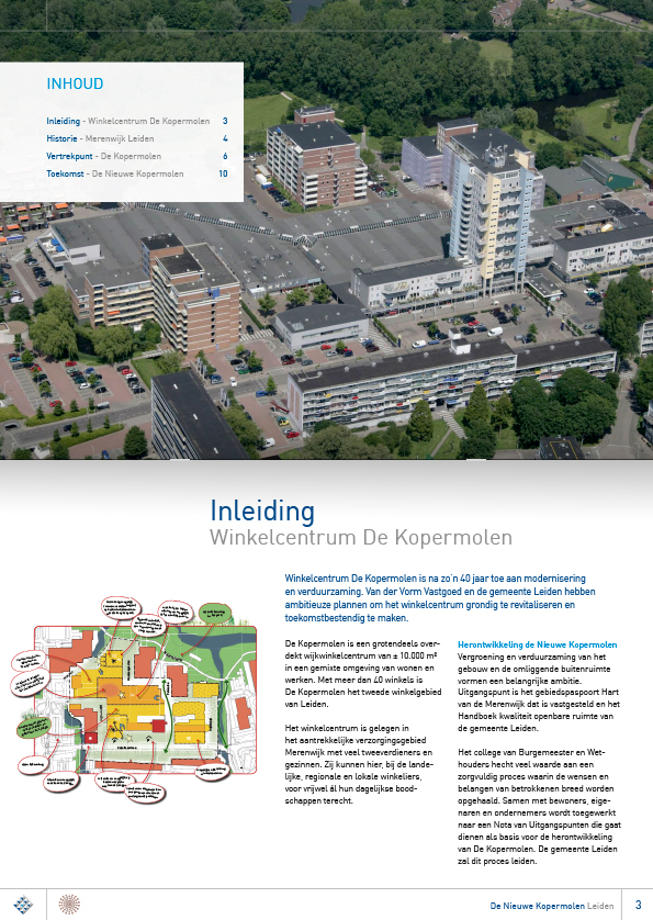 Inleiding en pagina 1 opengeklapte winkelcentrum de Kopermolen brochure Van der Vorm 