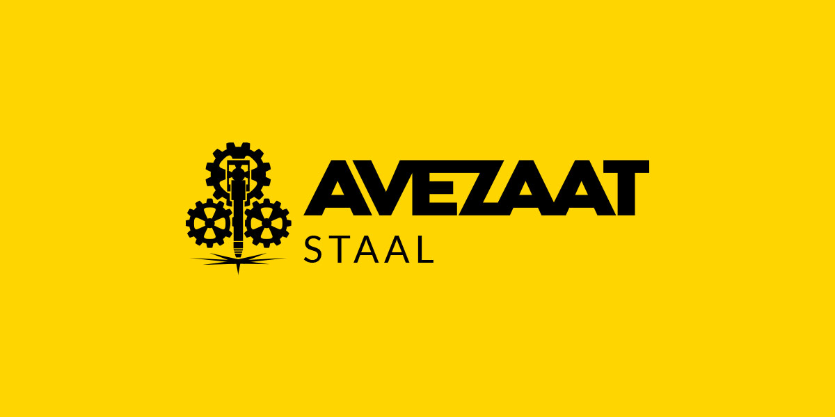 Nieuw logo Avezaat Staal op geel kleurvlak