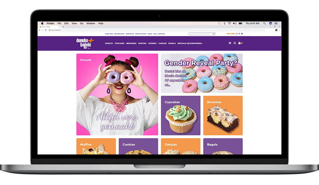De webshop van donuts + bagels op een macbook
