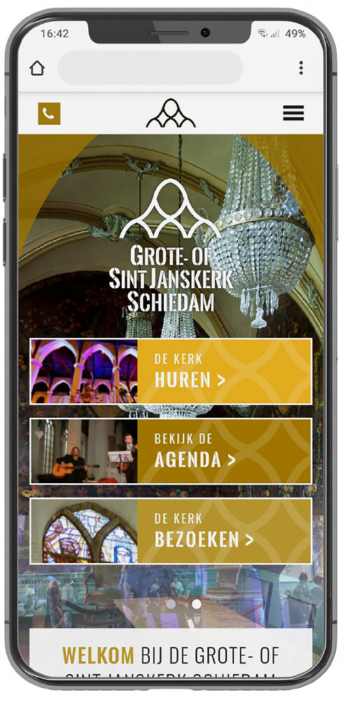 Homepage kerk op mobiel