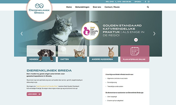 De website van dierenkliniek Breda gebouwd in Statamic