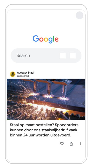 AVZS google homepage advertentie voorbeeld