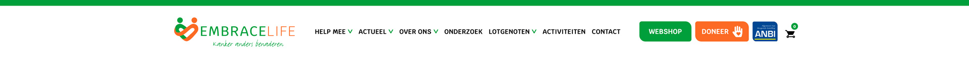 header van de website Embrace Life