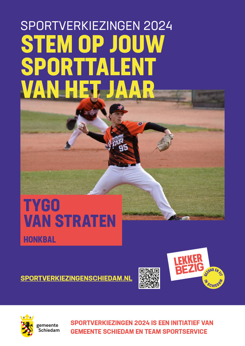 Tygo van Straten met honkbal